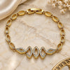 Oro Laminado Fancy Bracelet, Gold Filled Style with White Micro Pave, Polished, Golden Finish, 03.283.0096.07 (05 MM Thickness, 7 Inches Length)
