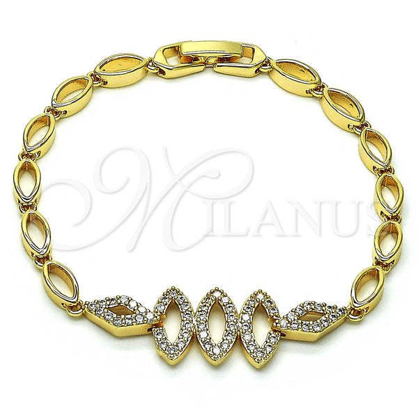 Gold Filled Bracelet — Fancy Bracelet with White Micro Pave Polished 03. — main product view — SKU 146926 | Oro Laminado brazalete — elegante Bracelet with blanco Micro Pave pulido 03. — SKU 146926