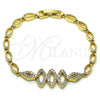 Oro Laminado Fancy Bracelet, Gold Filled Style with White Micro Pave, Polished, Golden Finish, 03.283.0096.07 (05 MM Thickness, 7 Inches Length)