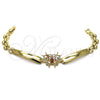 Oro Laminado Fancy Bracelet, Gold Filled Style Butterfly Design, with Multicolor Cubic Zirconia, Polished, Golden Finish, 03.283.0099.07 (08 MM Thickness, 7 Inches Length)