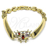 Oro Laminado Fancy Bracelet, Gold Filled Style Butterfly Design, with Multicolor Cubic Zirconia, Polished, Golden Finish, 03.283.0099.07 (08 MM Thickness, 7 Inches Length)