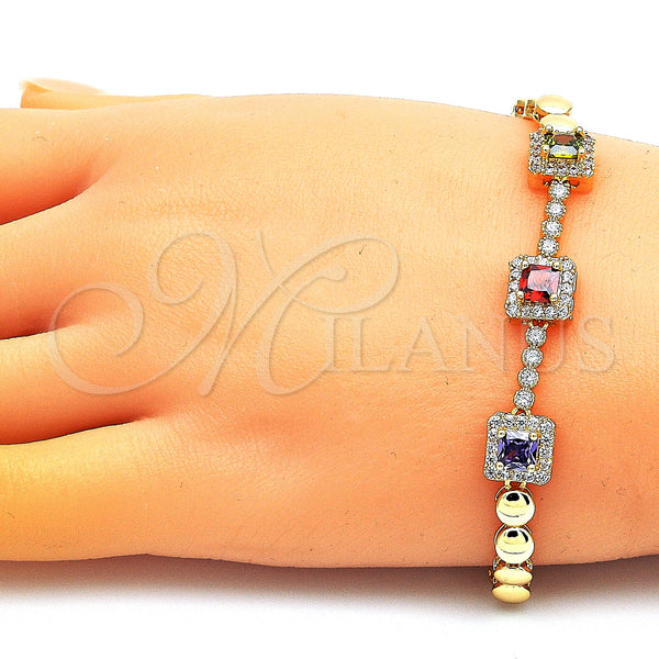 Gold Filled Bracelet — Fancy Bracelet with Multicolor Cubic Zirconia and White — alternate product view — SKU 146948 | Oro Laminado brazalete — elegante Bracelet with Multicolor Cubic Zirconia and blanco — SKU 146948