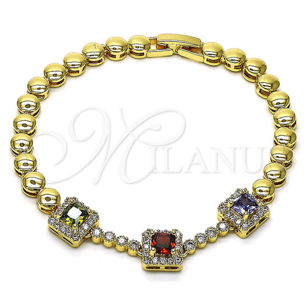 Gold Filled Bracelet — Fancy Bracelet with Multicolor Cubic Zirconia and White — main product view — SKU 146948 | Oro Laminado brazalete — elegante Bracelet with Multicolor Cubic Zirconia and blanco — SKU 146948