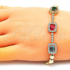Oro Laminado Fancy Bracelet, Gold Filled Style with Multicolor Cubic Zirconia and White Micro Pave, Polished, Golden Finish, 03.283.0119.07 (05 MM Thickness, 7 Inches Length)