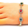 Oro Laminado Fancy Bracelet, Gold Filled Style with Multicolor Cubic Zirconia and White Micro Pave, Polished, Golden Finish, 03.283.0119.07 (05 MM Thickness, 7 Inches Length)