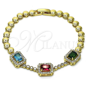 Gold Filled Bracelet — Fancy Bracelet with Multicolor Cubic Zirconia and White — main product view — SKU 146949 | Oro Laminado brazalete — elegante Bracelet with Multicolor Cubic Zirconia and blanco — SKU 146949