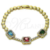 Oro Laminado Fancy Bracelet, Gold Filled Style with Multicolor Cubic Zirconia and White Micro Pave, Polished, Golden Finish, 03.283.0119.07 (05 MM Thickness, 7 Inches Length)