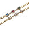 Oro Laminado Fancy Bracelet, Gold Filled Style with Multicolor Cubic Zirconia and White Micro Pave, Polished, Golden Finish, 03.283.0119.07 (05 MM Thickness, 7 Inches Length)
