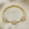 Oro Laminado Fancy Bracelet, Gold Filled Style with White Cubic Zirconia and White Micro Pave, Polished, Golden Finish, 03.283.0119.1.07