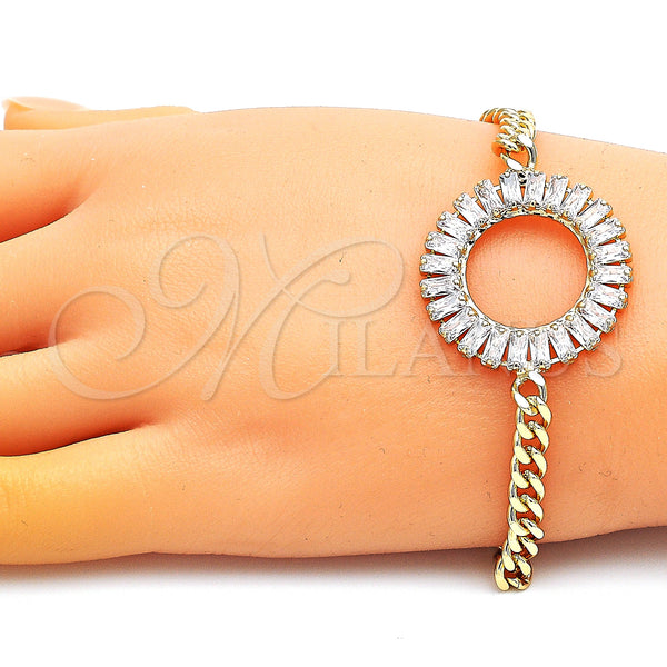 Gold Filled Bracelet — Fancy Bracelet Baguette Design with White Cubic Zirconia — alternate product view — SKU 146951 | Oro Laminado brazalete — elegante Bracelet Baguette diseño with blanco Cubic Zirconia — SKU 146951
