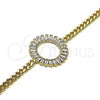 Oro Laminado Fancy Bracelet, Gold Filled Style Baguette Design, with White Cubic Zirconia, Polished, Golden Finish, 03.283.0120.07 (05 MM Thickness, 7 Inches Length)