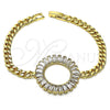 Oro Laminado Fancy Bracelet, Gold Filled Style Baguette Design, with White Cubic Zirconia, Polished, Golden Finish, 03.283.0120.07 (05 MM Thickness, 7 Inches Length)