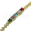 Oro Laminado Fancy Bracelet, Gold Filled Style with Multicolor Cubic Zirconia and White Micro Pave, Polished, Golden Finish, 03.283.0122.07 (07 MM Thickness, 7 Inches Length)