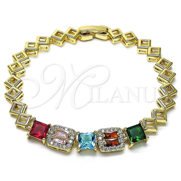 Gold Filled Bracelet — Fancy Bracelet with Multicolor Cubic Zirconia and White — main product view — SKU 146953 | Oro Laminado brazalete — elegante Bracelet with Multicolor Cubic Zirconia and blanco — SKU 146953