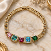 Oro Laminado Fancy Bracelet, Gold Filled Style with Multicolor Cubic Zirconia and White Micro Pave, Polished, Golden Finish, 03.283.0123.07 (05 MM Thickness, 7 Inches Length)