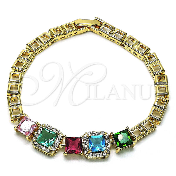 Gold Filled Bracelet — Fancy Bracelet with Multicolor Cubic Zirconia and White — main product view — SKU 146954 | Oro Laminado brazalete — elegante Bracelet with Multicolor Cubic Zirconia and blanco — SKU 146954
