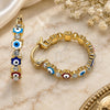 Oro Laminado Small Hoop, Gold Filled Style Evil Eye and Flower Design, with White Crystal, Multicolor Enamel Finish, Golden Finish, 02.213.0363.25