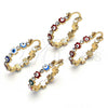 Oro Laminado Small Hoop, Gold Filled Style Evil Eye and Flower Design, with White Crystal, Multicolor Enamel Finish, Golden Finish, 02.213.0363.25