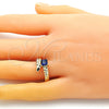 Oro Laminado Multi Stone Ring, Gold Filled Style with Sapphire Blue Cubic Zirconia, Polished, Golden Finish, 01.213.0018 (One size fits all)