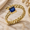 Oro Laminado Multi Stone Ring, Gold Filled Style with Sapphire Blue Cubic Zirconia, Polished, Golden Finish, 01.213.0018 (One size fits all)