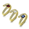 Oro Laminado Multi Stone Ring, Gold Filled Style with Sapphire Blue Cubic Zirconia, Polished, Golden Finish, 01.213.0018 (One size fits all)