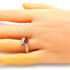 Oro Laminado Multi Stone Ring, Gold Filled Style with Garnet Cubic Zirconia, Polished, Golden Finish, 01.213.0018.1 (One size fits all)