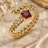 Oro Laminado Multi Stone Ring, Gold Filled Style with Garnet Cubic Zirconia, Polished, Golden Finish, 01.213.0018.1 (One size fits all)