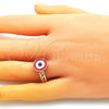 Oro Laminado Elegant Ring, Gold Filled Style Evil Eye Design, Red Enamel Finish, Golden Finish, 01.213.0019.1 (One size fits all)