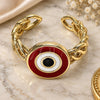 Oro Laminado Elegant Ring, Gold Filled Style Evil Eye Design, Red Enamel Finish, Golden Finish, 01.213.0019.1 (One size fits all)