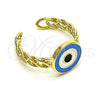 Oro Laminado Elegant Ring, Gold Filled Style Evil Eye Design, Azul claro Enamel Finish, Golden Finish, 01.213.0019.2 (One size fits all)