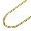 Oro Laminado Basic Necklace, Gold Filled Style Pave Mariner Design, Diamond Cutting Finish, Golden Finish, 04.319.0006.1.24 (0.80 Gauge, 04 MM Thickness, 24 Inches Length)