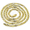 Oro Laminado Basic Necklace, Gold Filled Style Pave Mariner Design, Diamond Cutting Finish, Golden Finish, 04.319.0006.1.24 (0.80 Gauge, 04 MM Thickness, 24 Inches Length)
