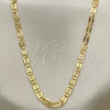 Oro Laminado Basic Necklace, Gold Filled Style Pave Mariner Design, Diamond Cutting Finish, Golden Finish, 04.319.0006.1.24 (0.80 Gauge, 04 MM Thickness, 24 Inches Length)