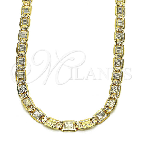 Oro Laminado Basic Necklace, Gold Filled Style Mariner Design, Diamond Cutting Finish, Golden Finish, 04.319.0009.1.24 (100 Gauge, 05 MM Thickness, 24 Inches Length)