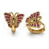 Oro Laminado Huggie Hoop, Gold Filled Style Butterfly Design, with Ruby Micro Pave, Polished, Golden Finish, 02.26.0286.2.15