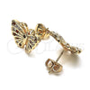 Oro Laminado Stud Earring, Gold Filled Style Butterfly Design, with Garnet and White Micro Pave, Polished, Golden Finish, 02.26.0289.1