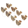 Oro Laminado Stud Earring, Gold Filled Style Butterfly Design, with Multicolor Micro Pave, Polished, Golden Finish, 02.26.0289.3