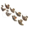 Oro Laminado Stud Earring, Gold Filled Style Swan Design, with Ruby Micro Pave, Polished, Golden Finish, 02.26.0290.2