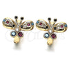 Oro Laminado Huggie Hoop, Gold Filled Style Butterfly Design, with Multicolor Cubic Zirconia, Polished, Golden Finish, 02.26.0292.3.15