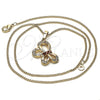 Oro Laminado Pendant Necklace, Gold Filled Style Butterfly Design, with Garnet and White Cubic Zirconia, Polished, Golden Finish, 04.26.0052.1.18 (02 MM Thickness, 18 Inches Length)