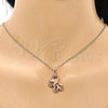 Oro Laminado Pendant Necklace, Gold Filled Style Butterfly Design, with Ruby Micro Pave, Polished, Golden Finish, 04.26.0052.2.18 (02 MM Thickness, 18 Inches Length)