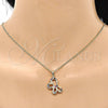 Oro Laminado Pendant Necklace, Gold Filled Style Butterfly Design, with Multicolor Cubic Zirconia, Polished, Golden Finish, 04.26.0052.3.18 (02 MM Thickness, 18 Inches Length)