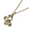 Oro Laminado Pendant Necklace, Gold Filled Style Butterfly Design, with Multicolor Cubic Zirconia, Polished, Golden Finish, 04.26.0052.3.18 (02 MM Thickness, 18 Inches Length)
