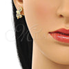 Oro Laminado Earring and Pendant Adult Set, Gold Filled Style Elephant Design, with Garnet and White Micro Pave, Polished, Golden Finish, 10.26.0021.3