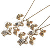 Oro Laminado Earring and Pendant Adult Set, Gold Filled Style Elephant Design, with Black and White Micro Pave, Polished, Golden Finish, 10.26.0021.4