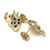 Gold Filled Ring — Stud Earring Elephant and Crown Design with Black — alternate product view — SKU 147137 | Oro Laminado anillo — Stud Earring Elephant and Crown diseño with negro — SKU 147137