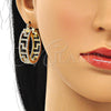 Oro Laminado Medium Hoop, Gold Filled Style Evil Eye Design, with White Crystal, Polished, Golden Finish, 02.380.0095.35