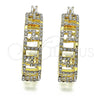 Oro Laminado Medium Hoop, Gold Filled Style Evil Eye Design, with White Crystal, Polished, Golden Finish, 02.380.0095.35
