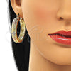 Oro Laminado Medium Hoop, Gold Filled Style Turtle Design, Polished, Tricolor, 02.380.0100.40