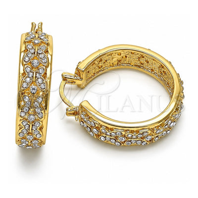 Oro Laminado Medium Hoop, Gold Filled Style Butterfly Design, with White Crystal, Polished, Golden Finish, 02.380.0102.35
